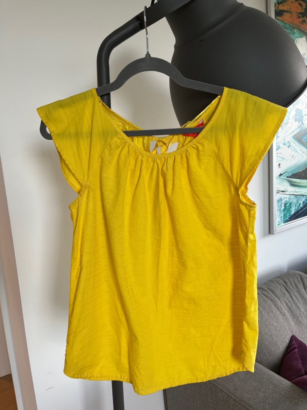Joe Fresh Canary Yellow Tie-Back Cap Sleeve Blouse